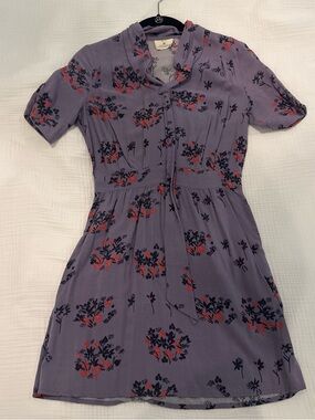 Pins & Needles Lavender Floral Tie-Neck Mini Dress